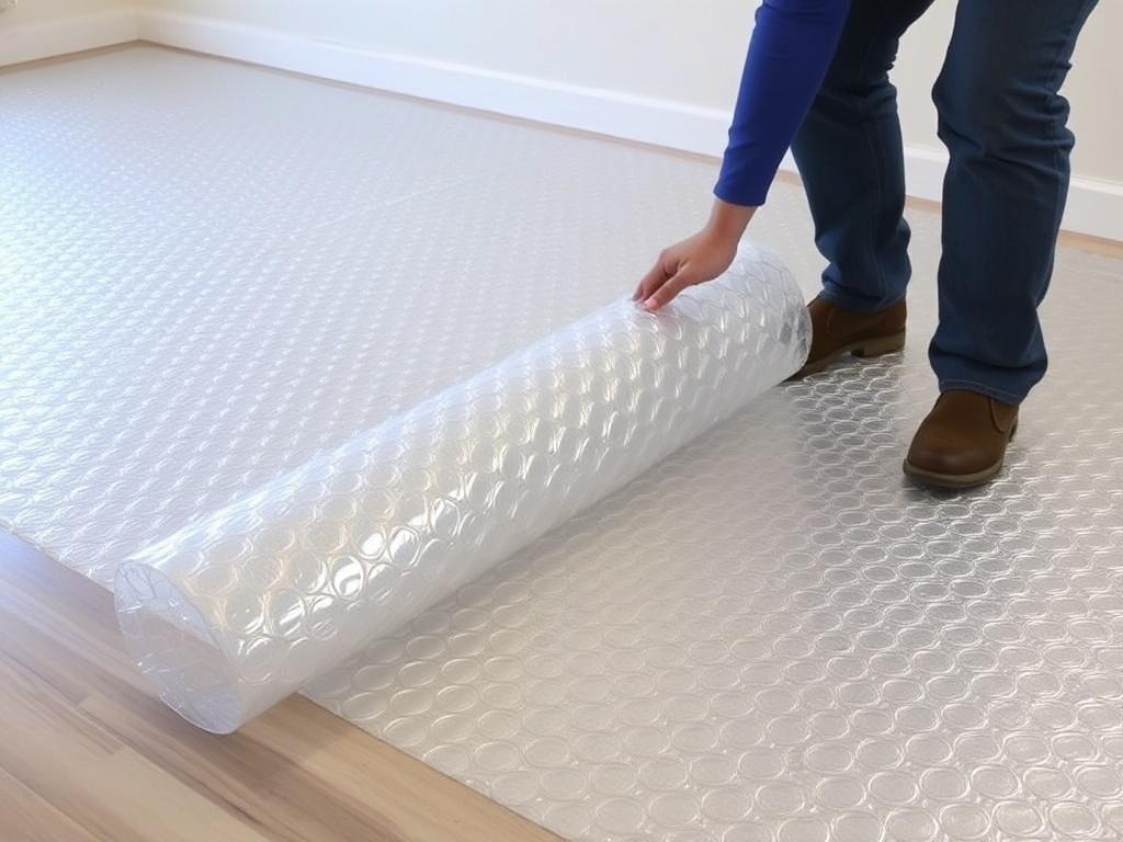 Bubble wrap for floor covering protection Bubble wrap for floor covering protectionфото